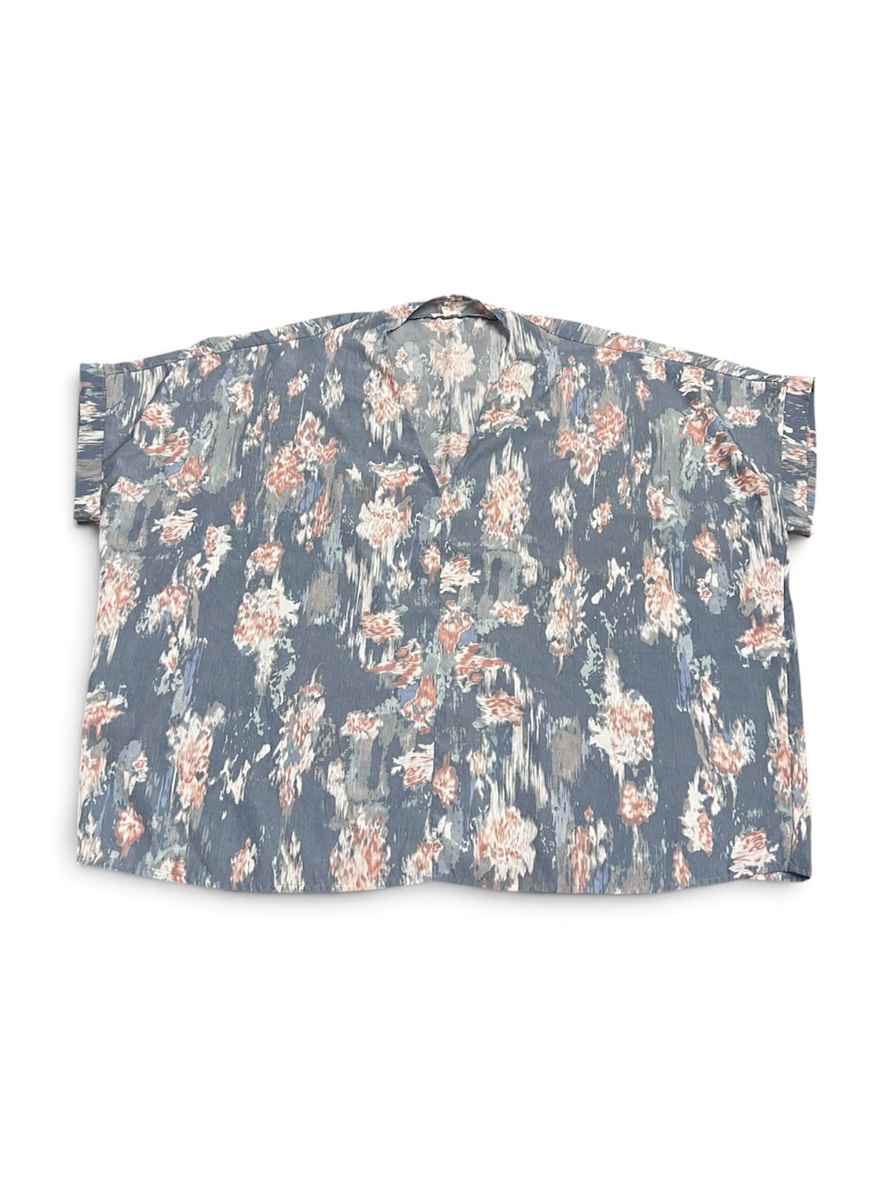 JODIFL Slate Blue Floral Short-Sleeve Button-Down Shirt